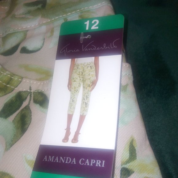 NWT Gloria Vanderbilt Amanda Capri Jeans in Stonewood & Palm Jungle Print Sz 12 - Picture 10 of 14